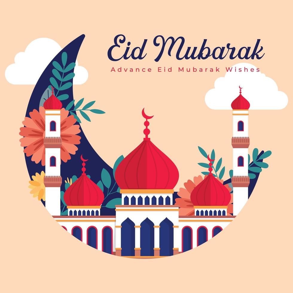 feliz eid mubarak saludo plantilla de fondo vector gratuito