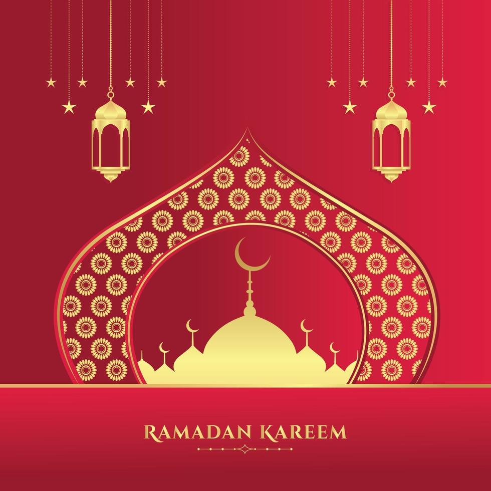 Happy Ramadan Kareem greeting background template Free Vector