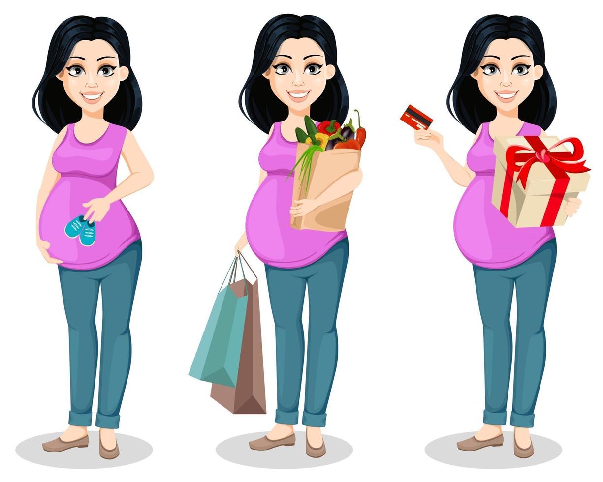 Beautiful pregnant woman vector