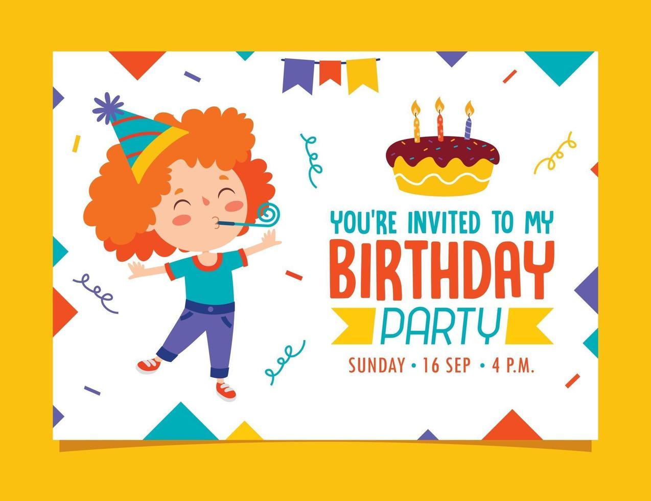 Cute Colorful Birthday Card Template vector