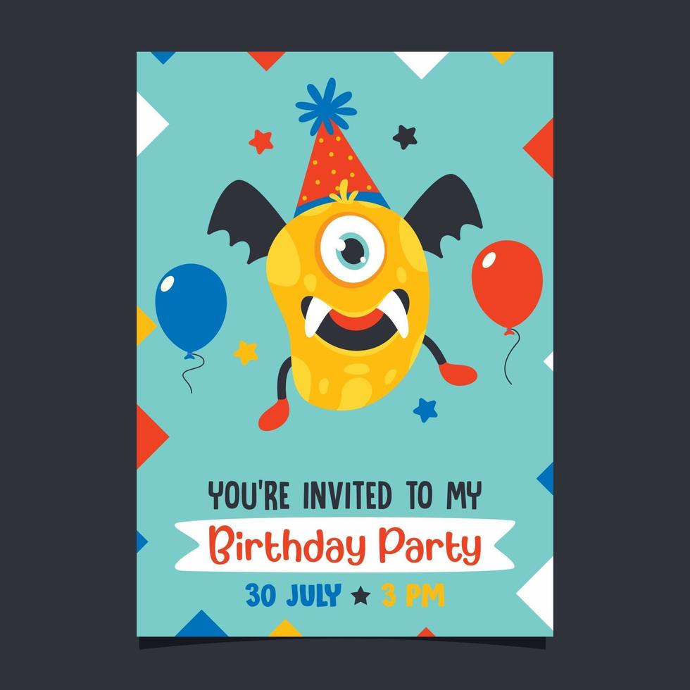 Cute Colorful Birthday Card Template vector