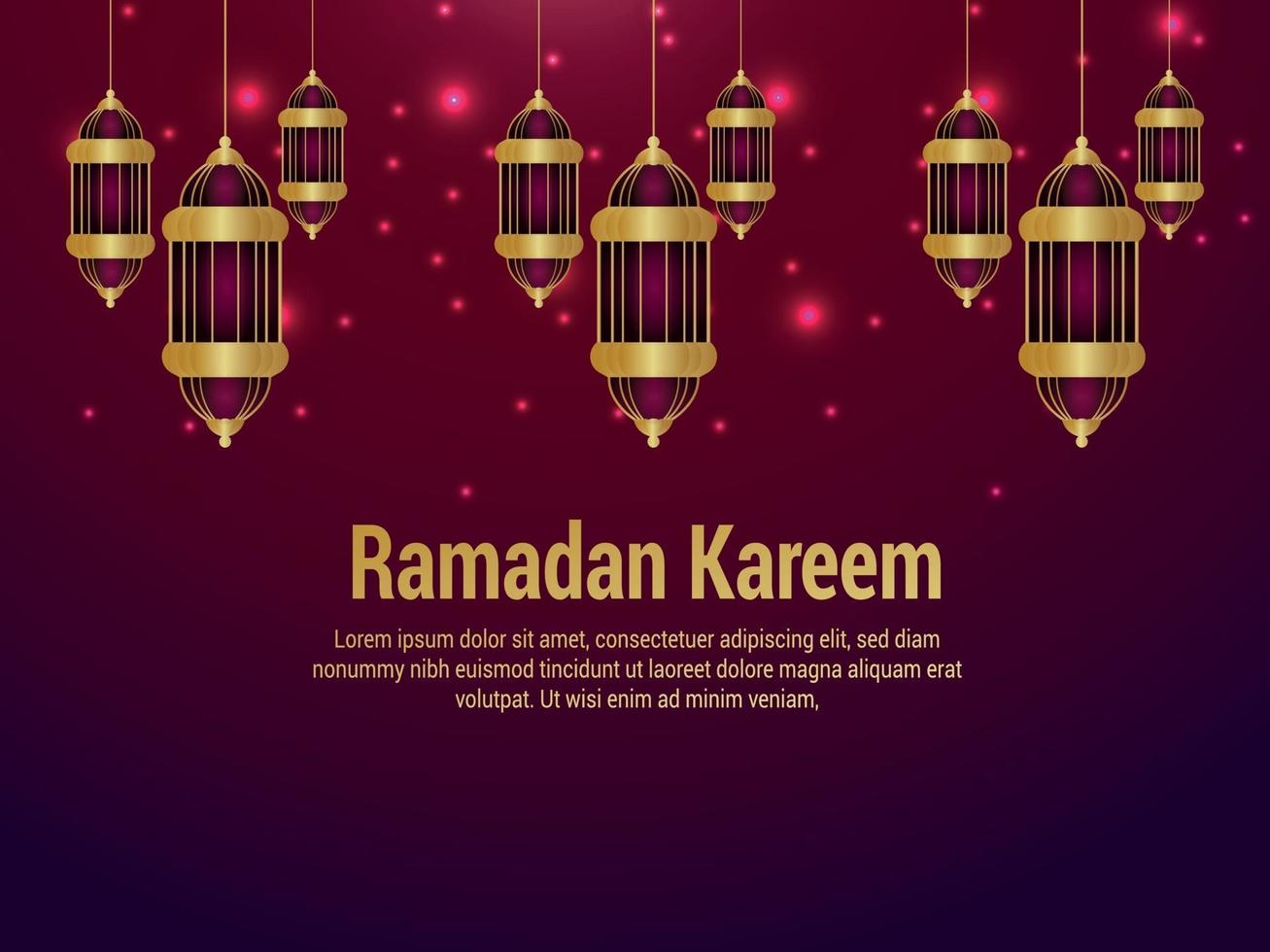 Ramadan kareem islamic festival celebration greeting card with creeative lantern vector