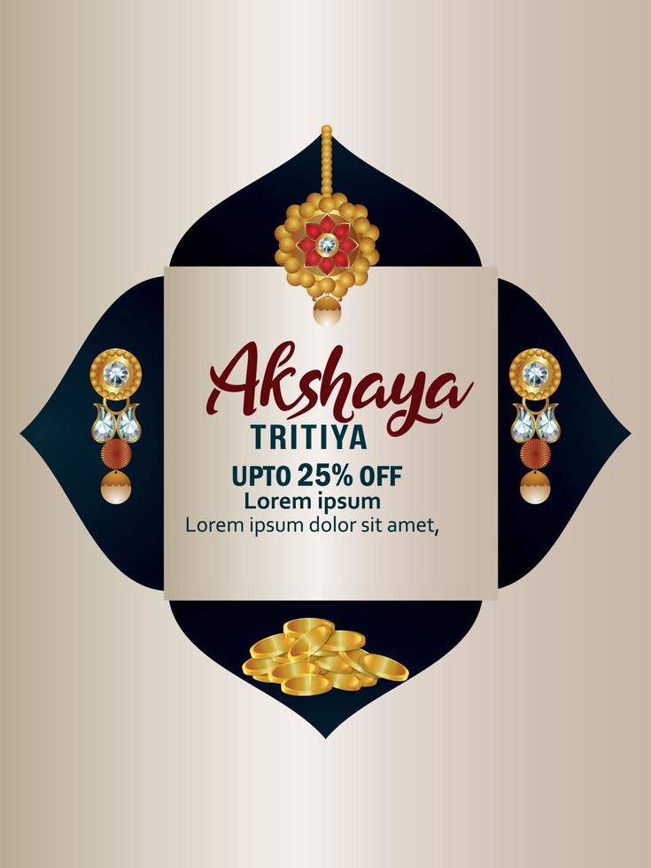 Akshaya tritiya gold coin pot with gold earings vector