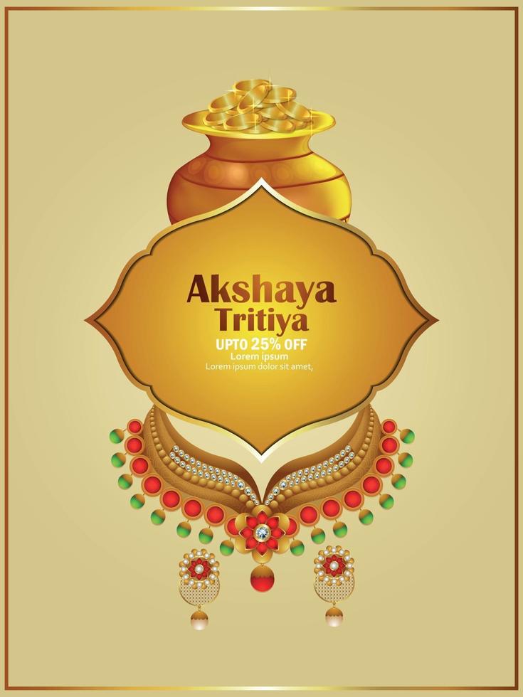 Akshaya tritiya indian festival with vector gold earing on creative white background