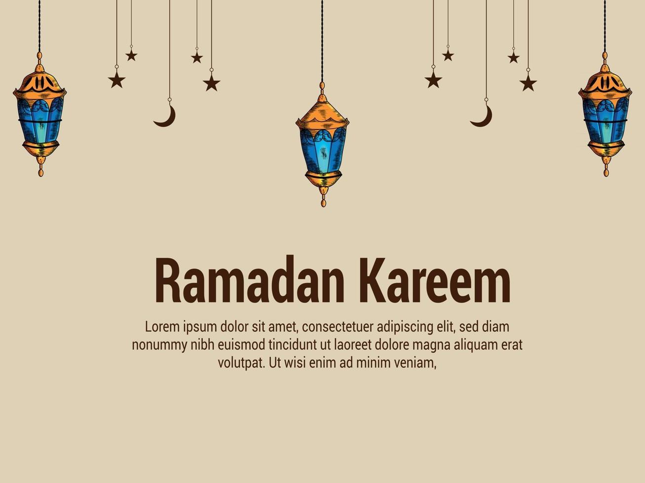 Diseño plano de fondo de ilustración de vector de ramadan kareem