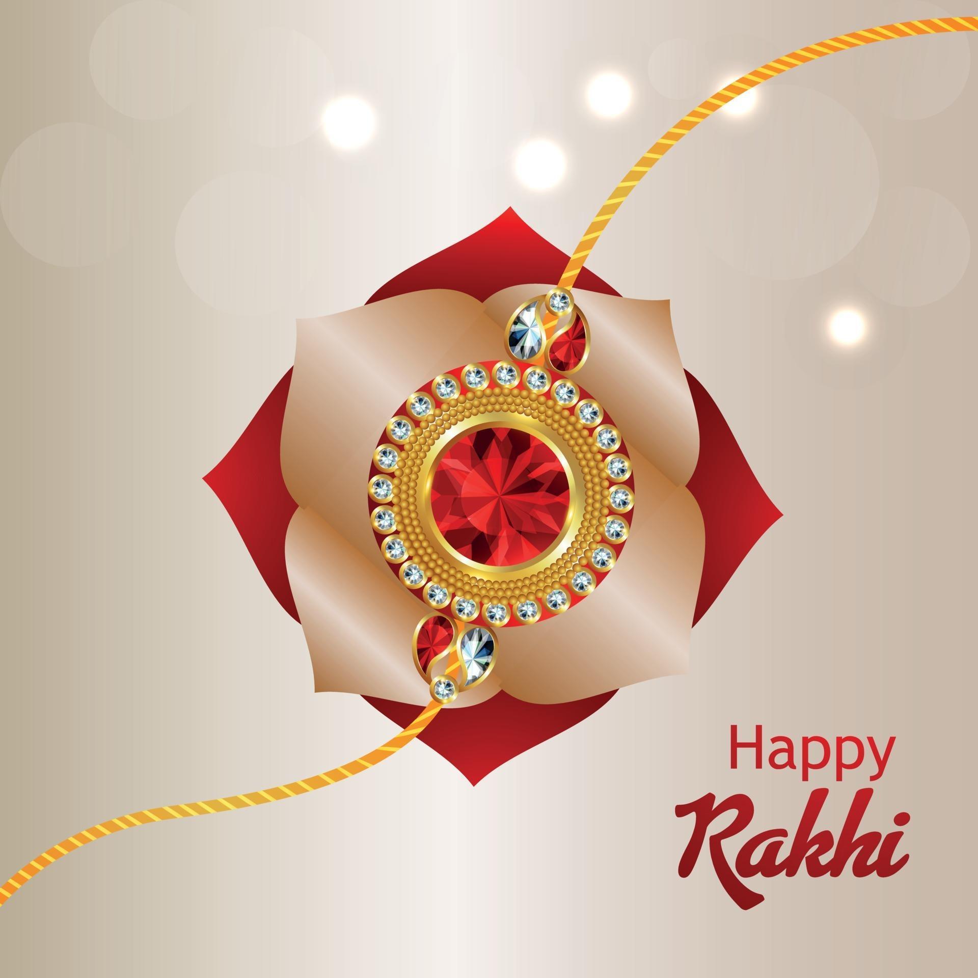 Happy rakhi vector illustration with vector illustration of crystal