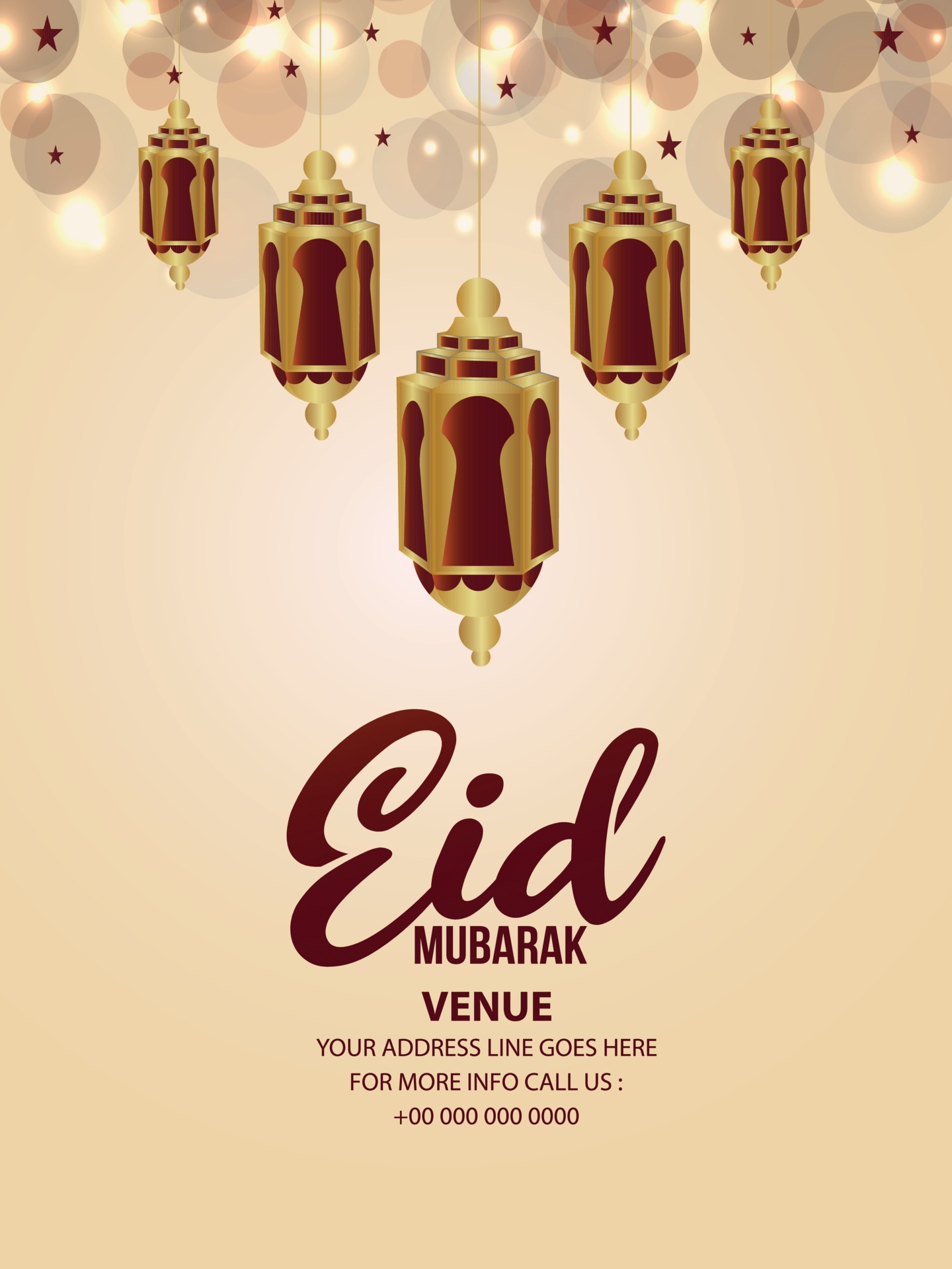 Eid mubarak party poster with creative lantern 2406890 Vector Art at