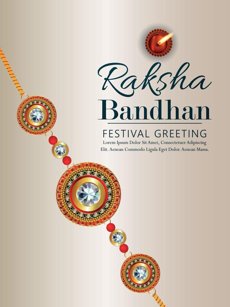 Happy raksha bandhan invitation indian festival of brother and sister with crystal rakhi vector