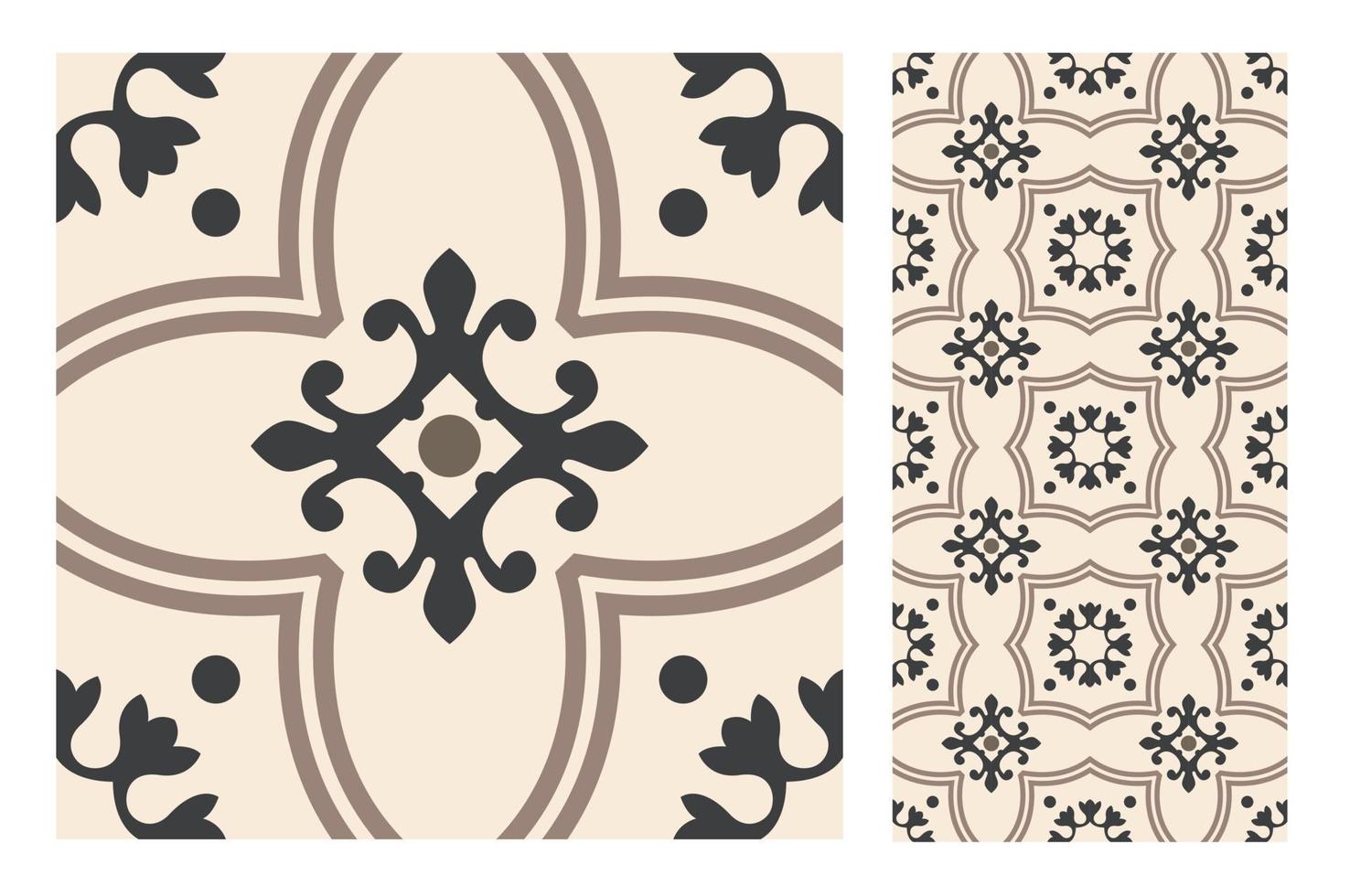 vintage tiles patterns antique seamless design in Vector illustration