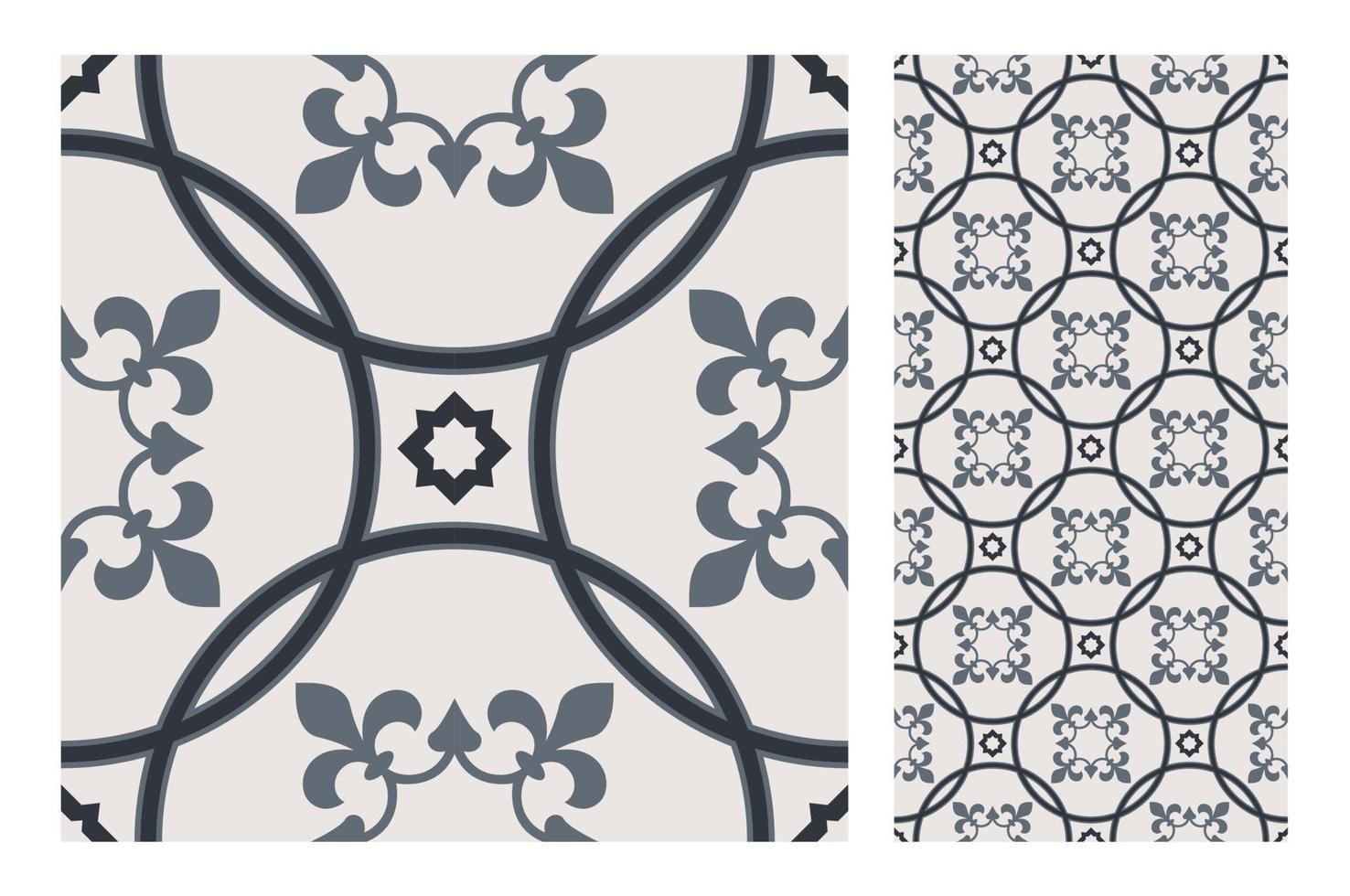 vintage tiles patterns antique seamless design in Vector illustration