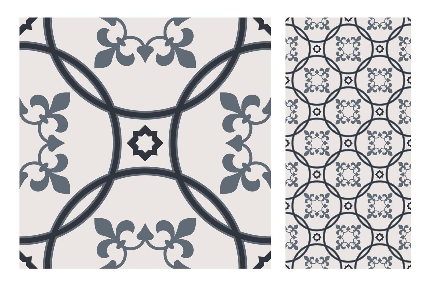 vintage tiles patterns antique seamless design in Vector illustration