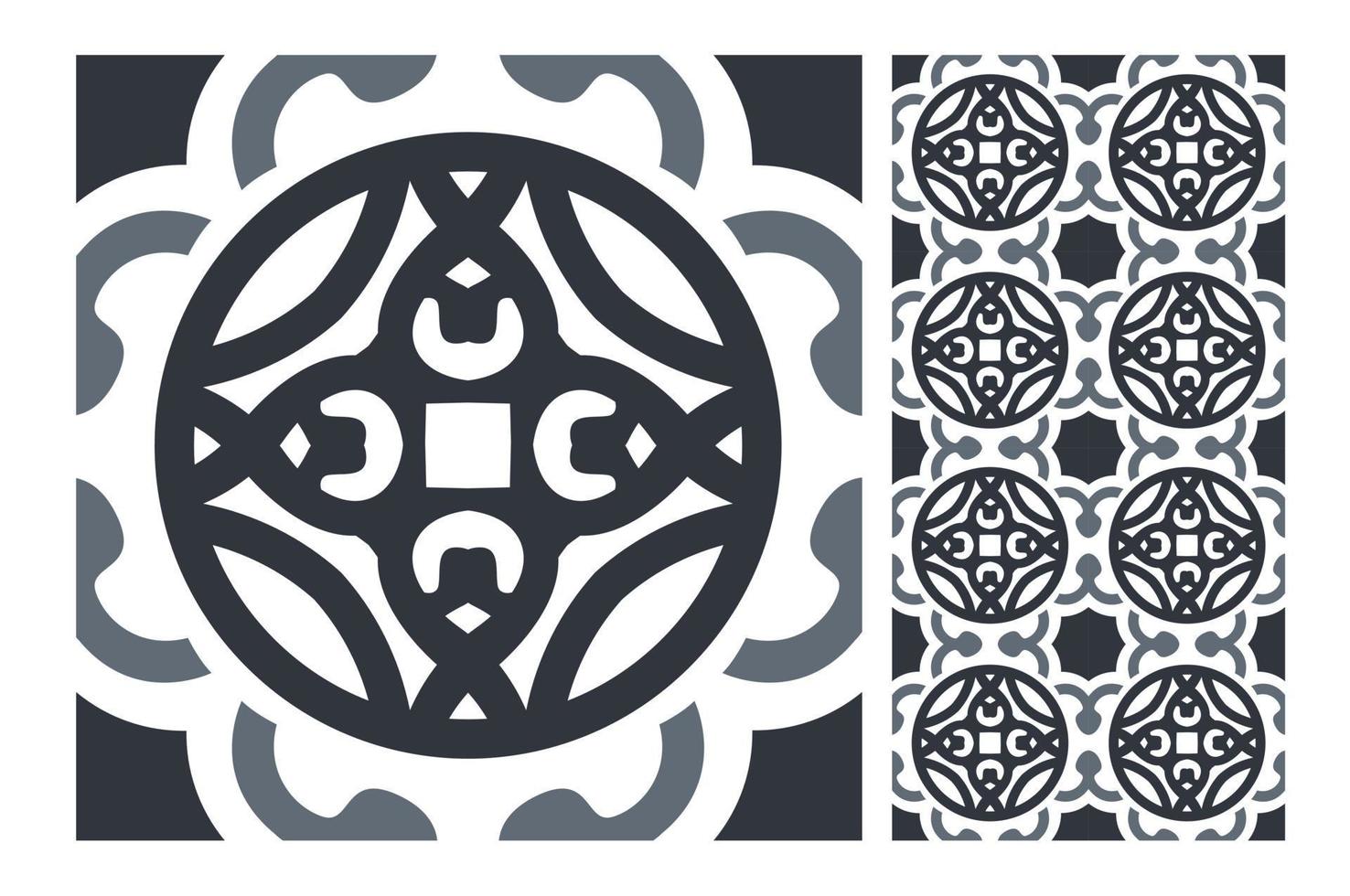 vintage tiles patterns antique seamless design in Vector illustration