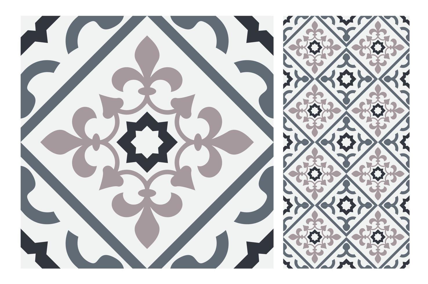 vintage tiles patterns antique seamless design in Vector illustration