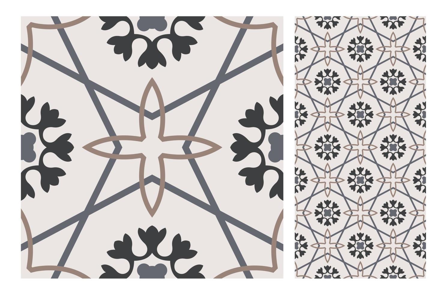 vintage tiles patterns antique seamless design in Vector illustration