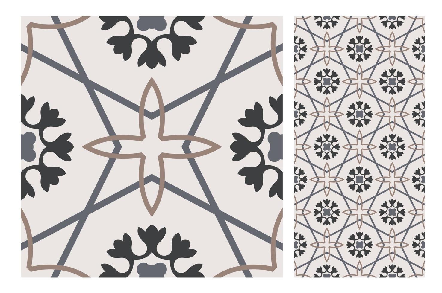 vintage tiles patterns antique seamless design in Vector illustration