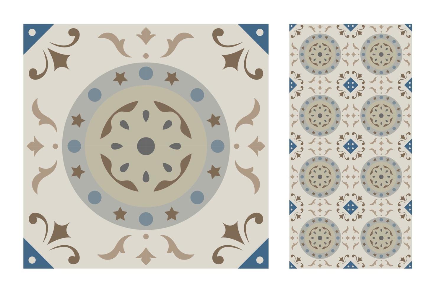vintage tiles patterns antique seamless design in Vector illustration