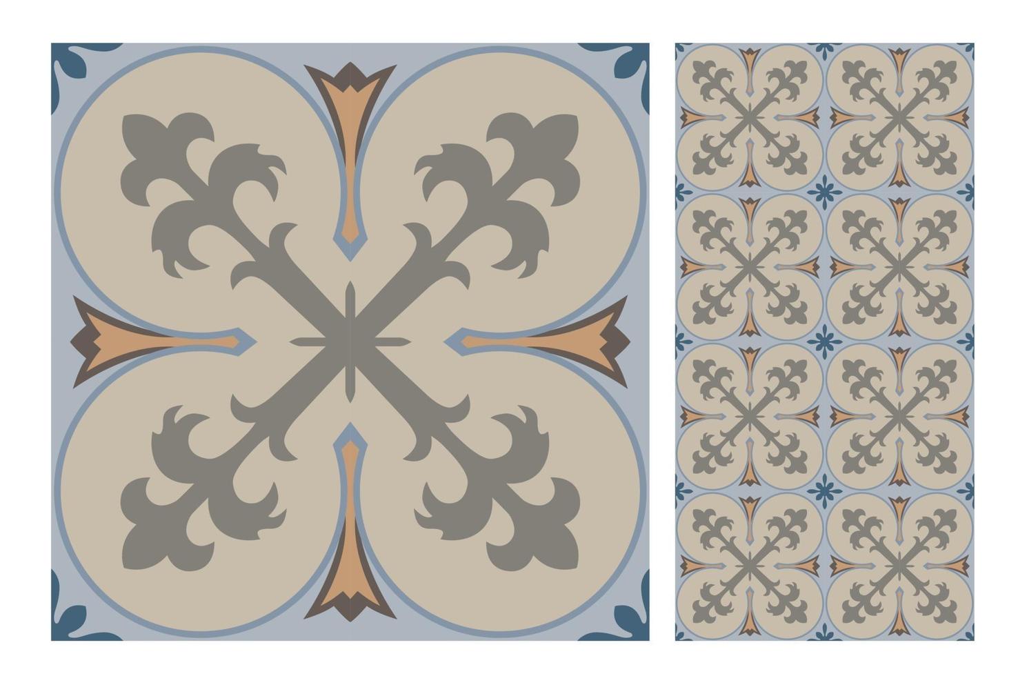 vintage tiles patterns antique seamless design in Vector illustration