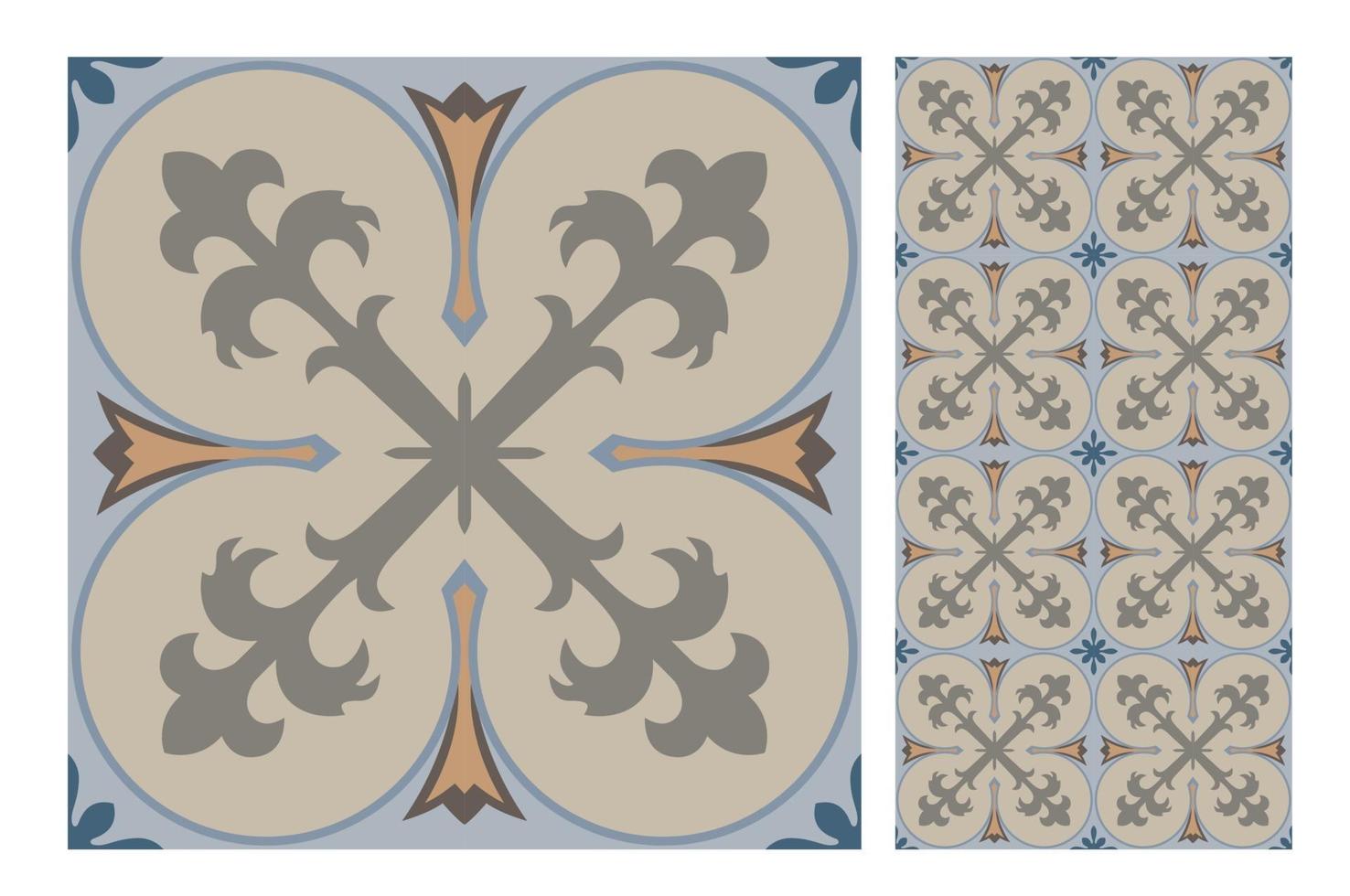 Patrones de azulejos vintage antiguo diseño sin costuras en ilustración vectorial vector