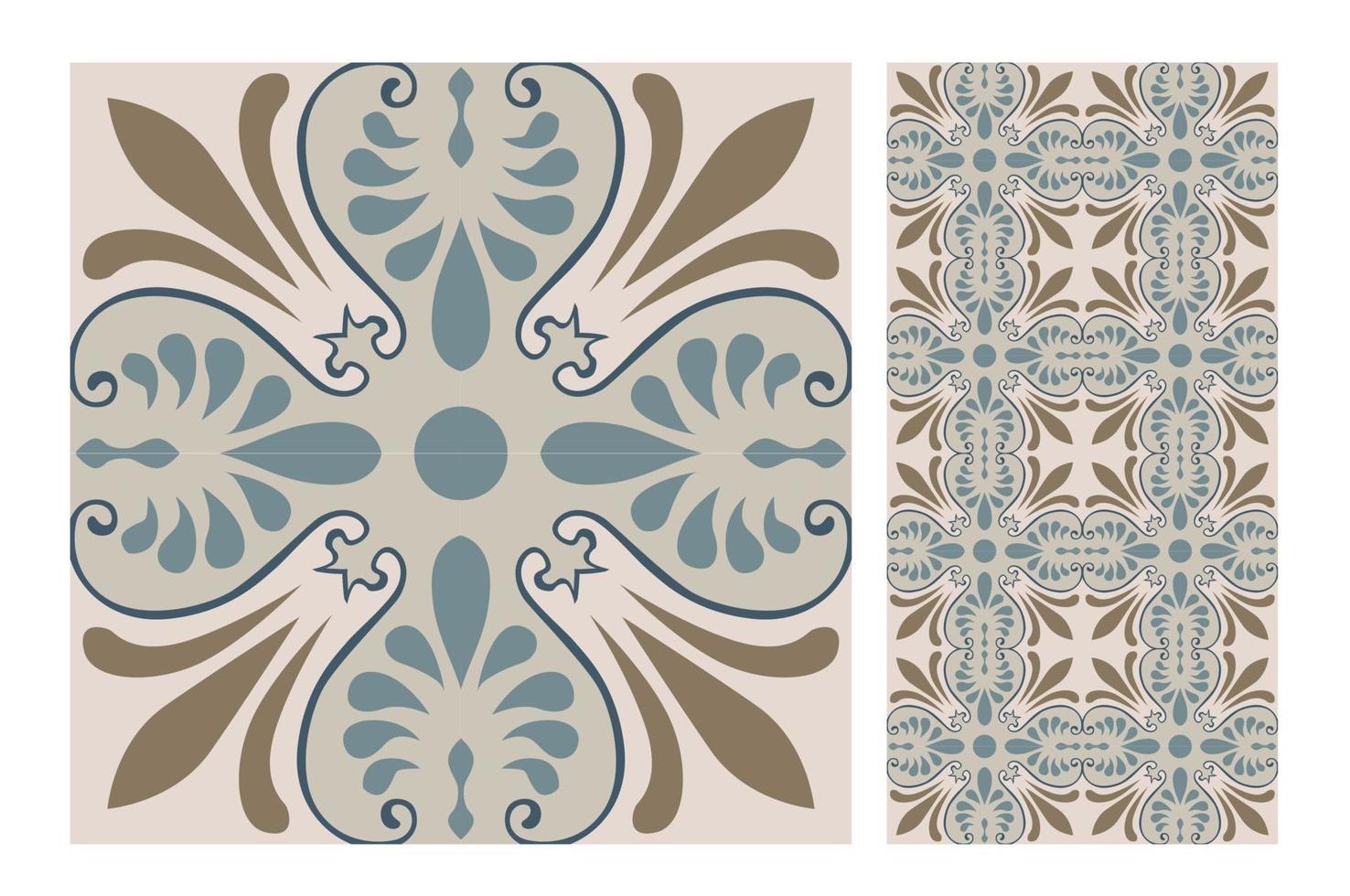 vintage tiles patterns antique seamless design in Vector illustration