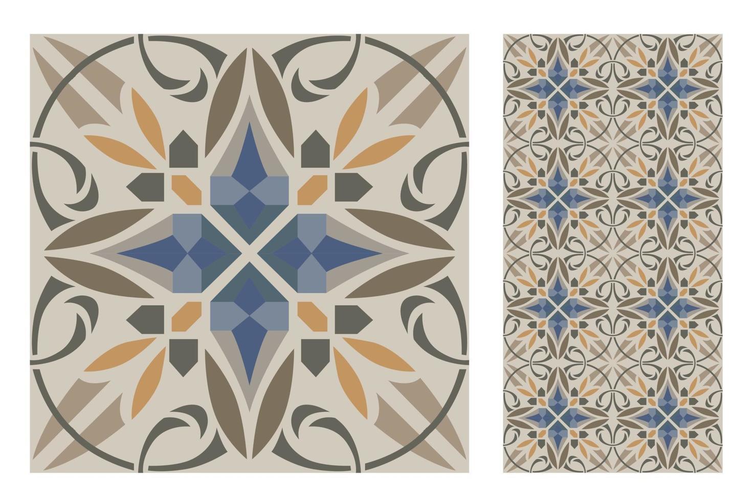 Patrones de azulejos vintage antiguo diseño sin costuras en ilustración vectorial vector