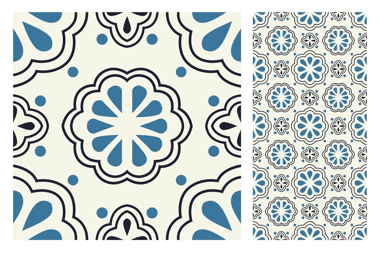 vintage tiles patterns antique seamless design in Vector illustration