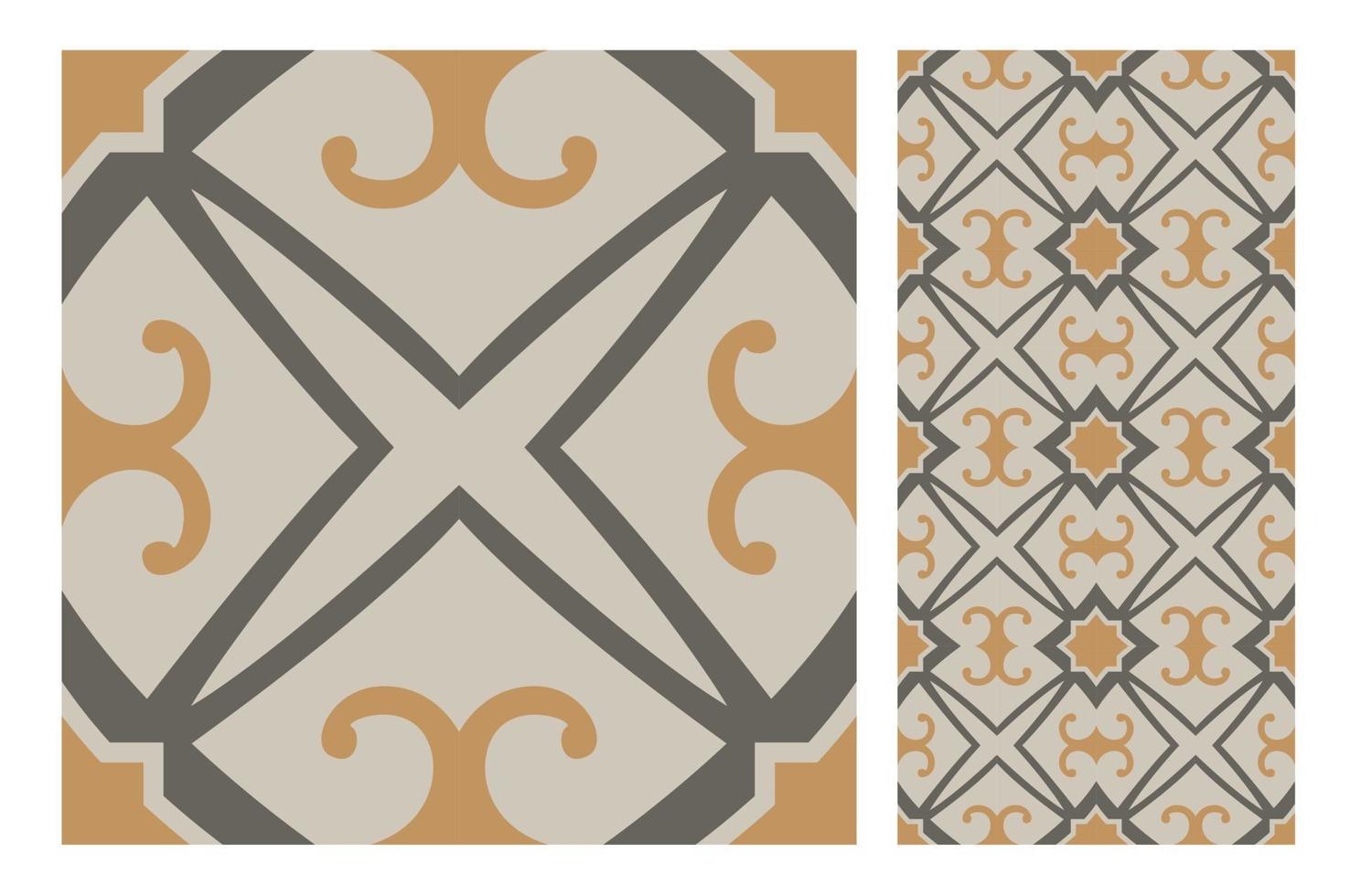 vintage tiles patterns antique seamless design in Vector illustration