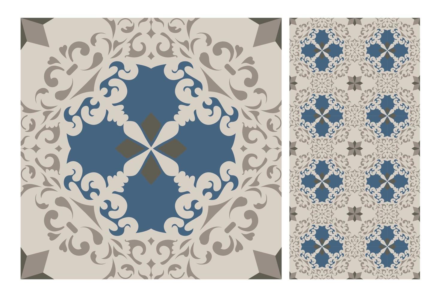 vintage tiles patterns antique seamless design in Vector illustration