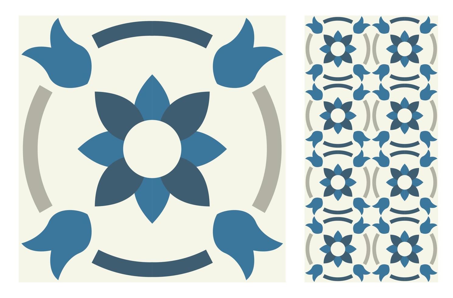 vintage tiles patterns antique seamless design vector