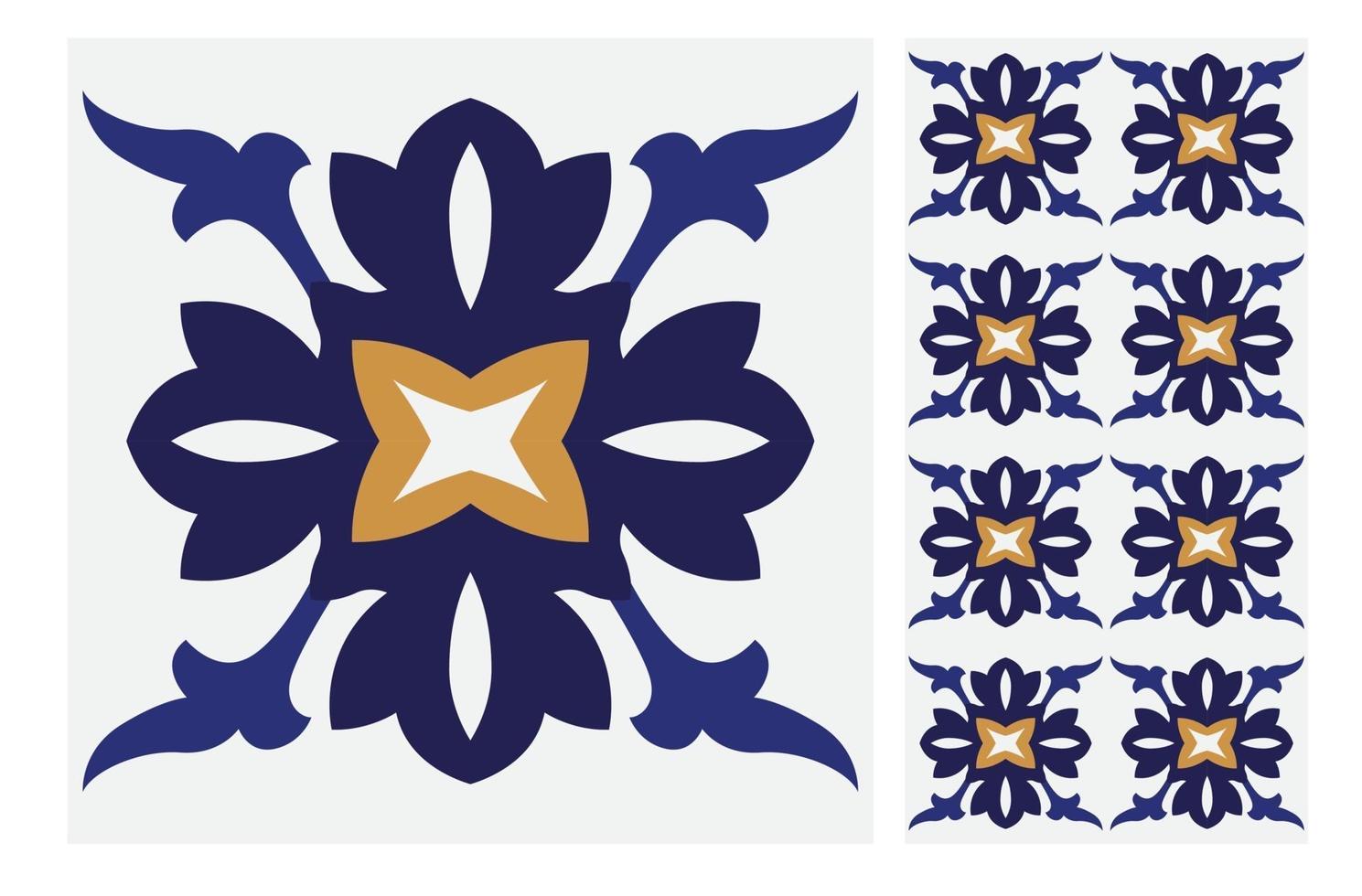 vintage tiles patterns antique seamless design vector