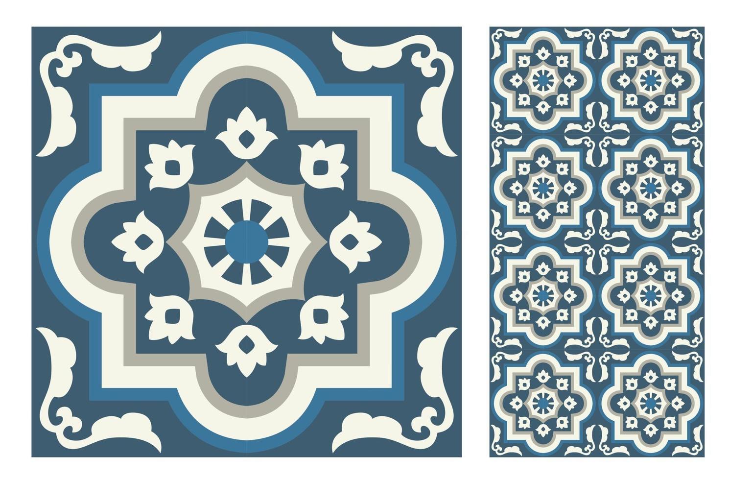 vintage tiles patterns antique seamless design vector