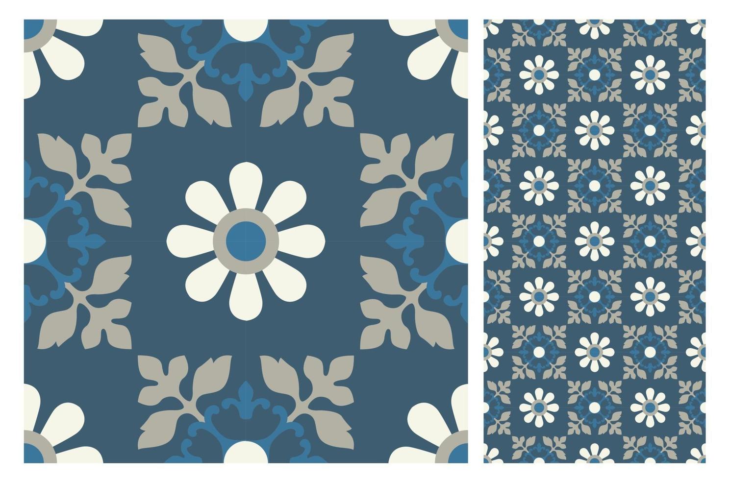 vintage tiles patterns antique seamless design vector