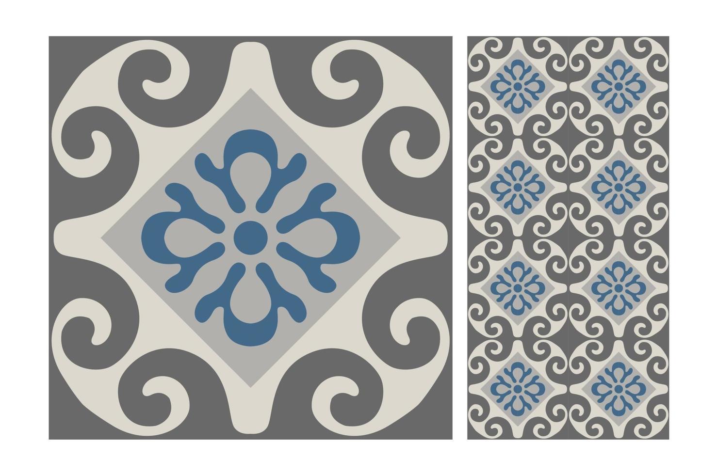 vintage tiles patterns antique seamless design vector