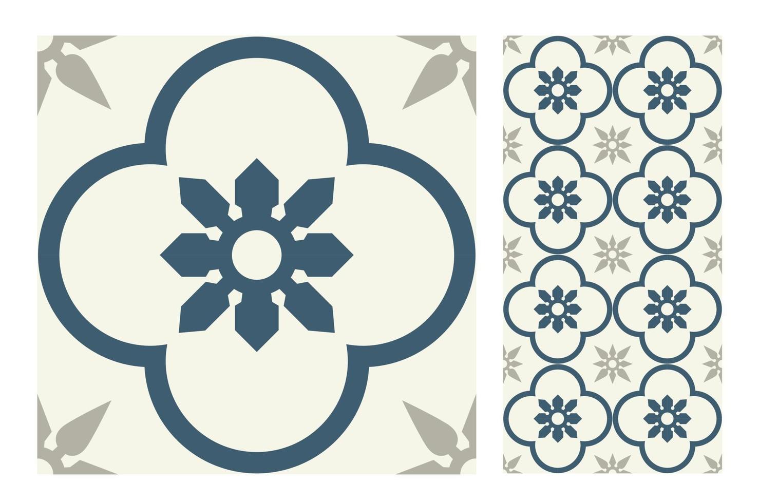 vintage tiles patterns antique seamless design vector