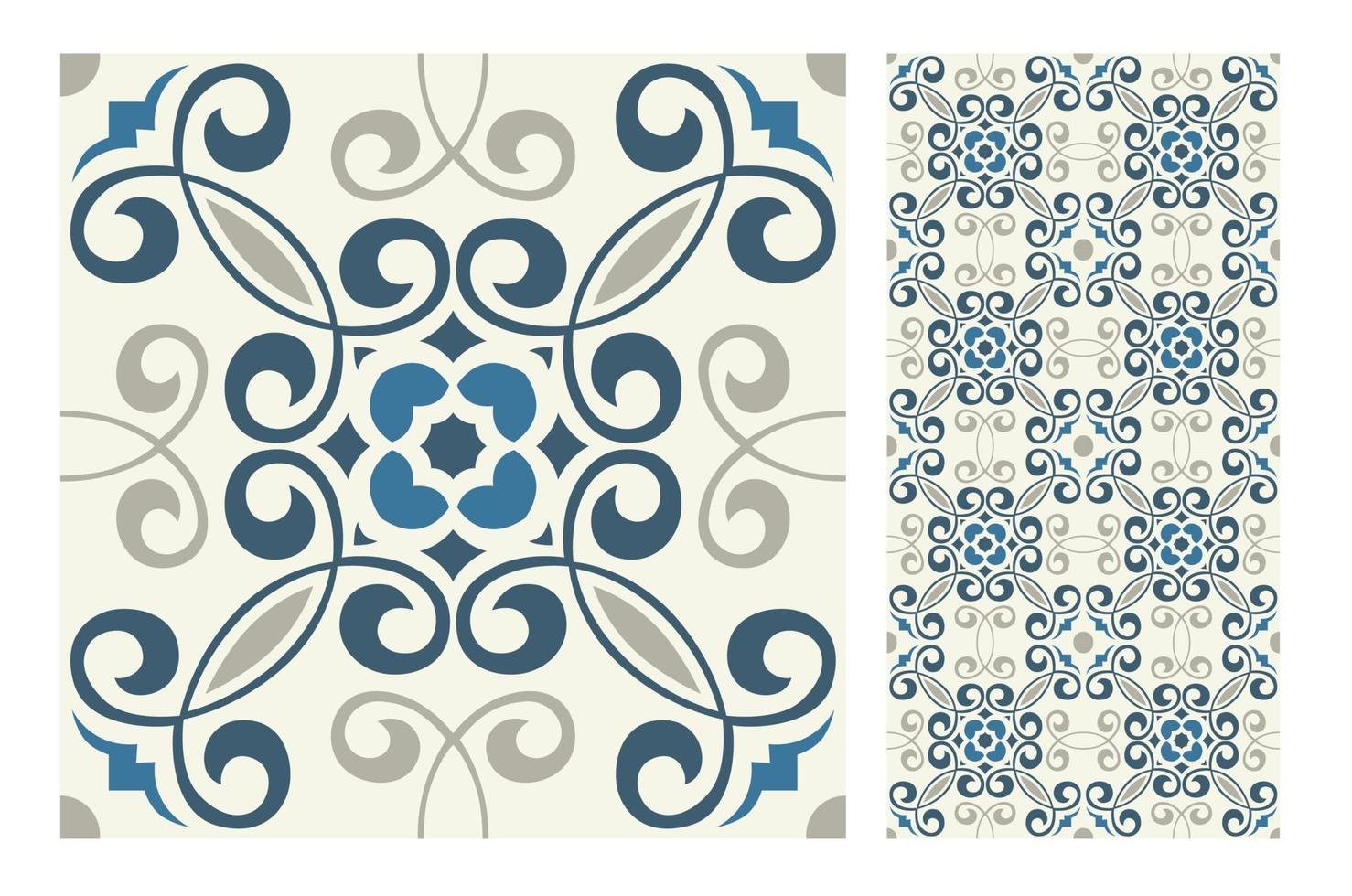 vintage tiles patterns antique seamless design vector