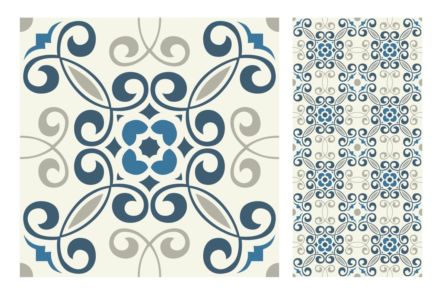 vintage tiles patterns antique seamless design vector