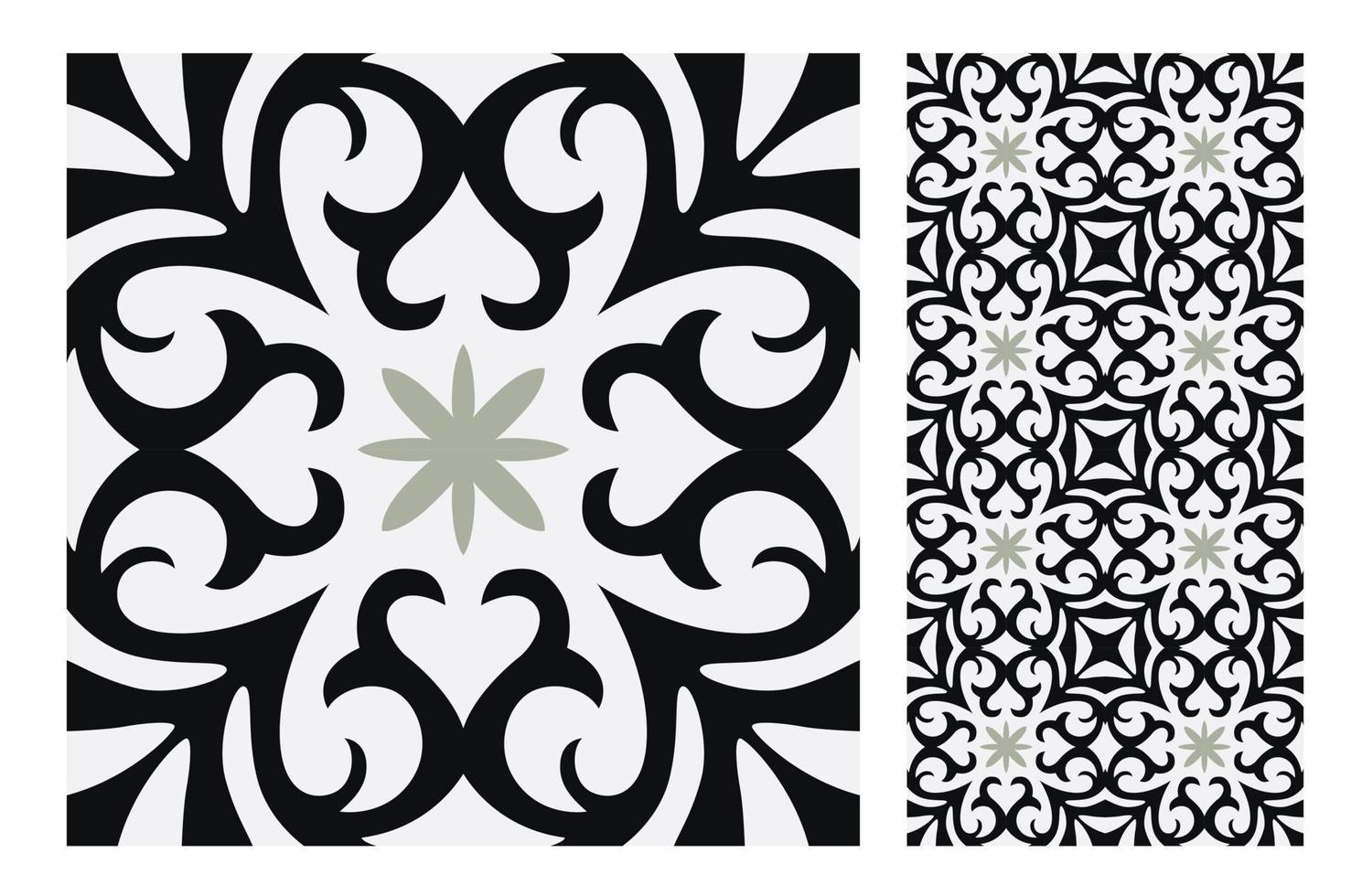vintage tiles patterns antique seamless design vector
