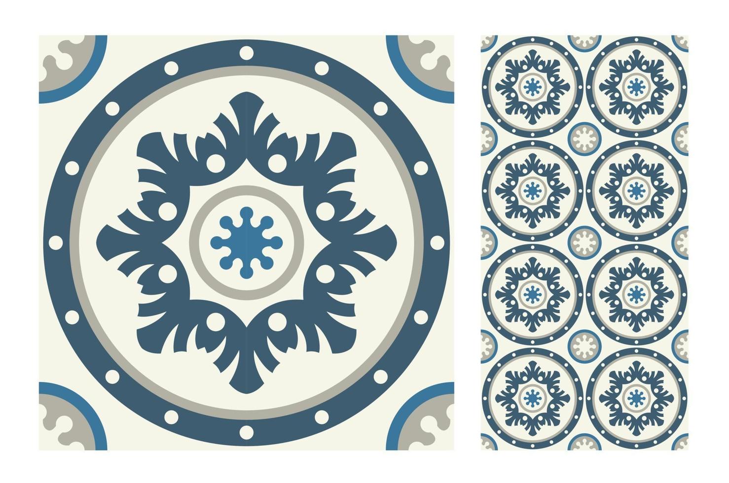 vintage tiles patterns antique seamless design vector