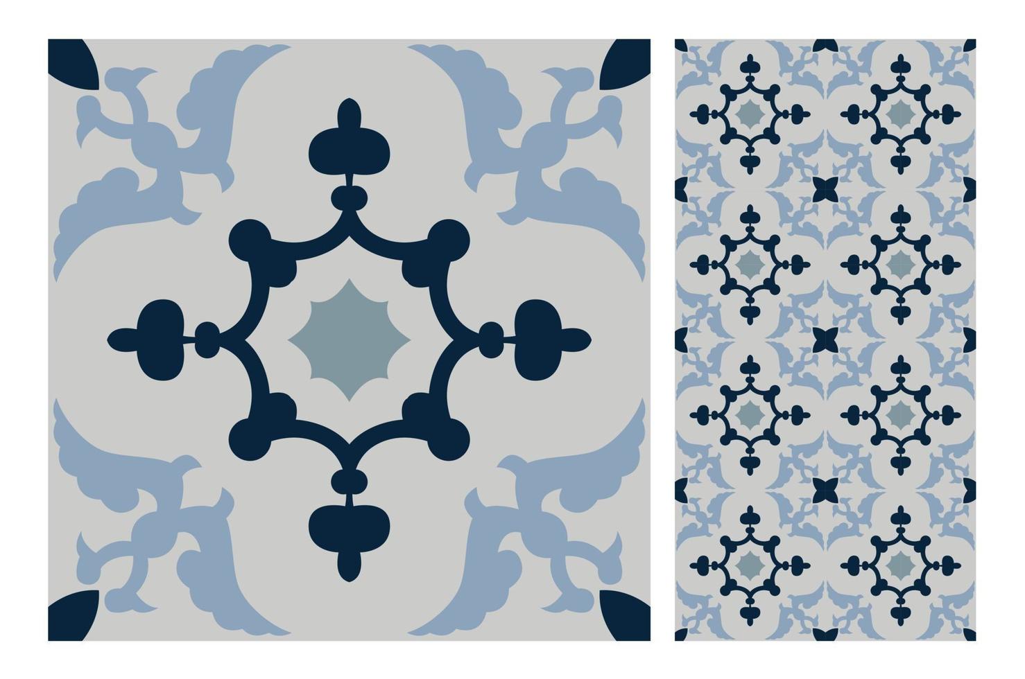 vintage tiles patterns antique seamless design vector