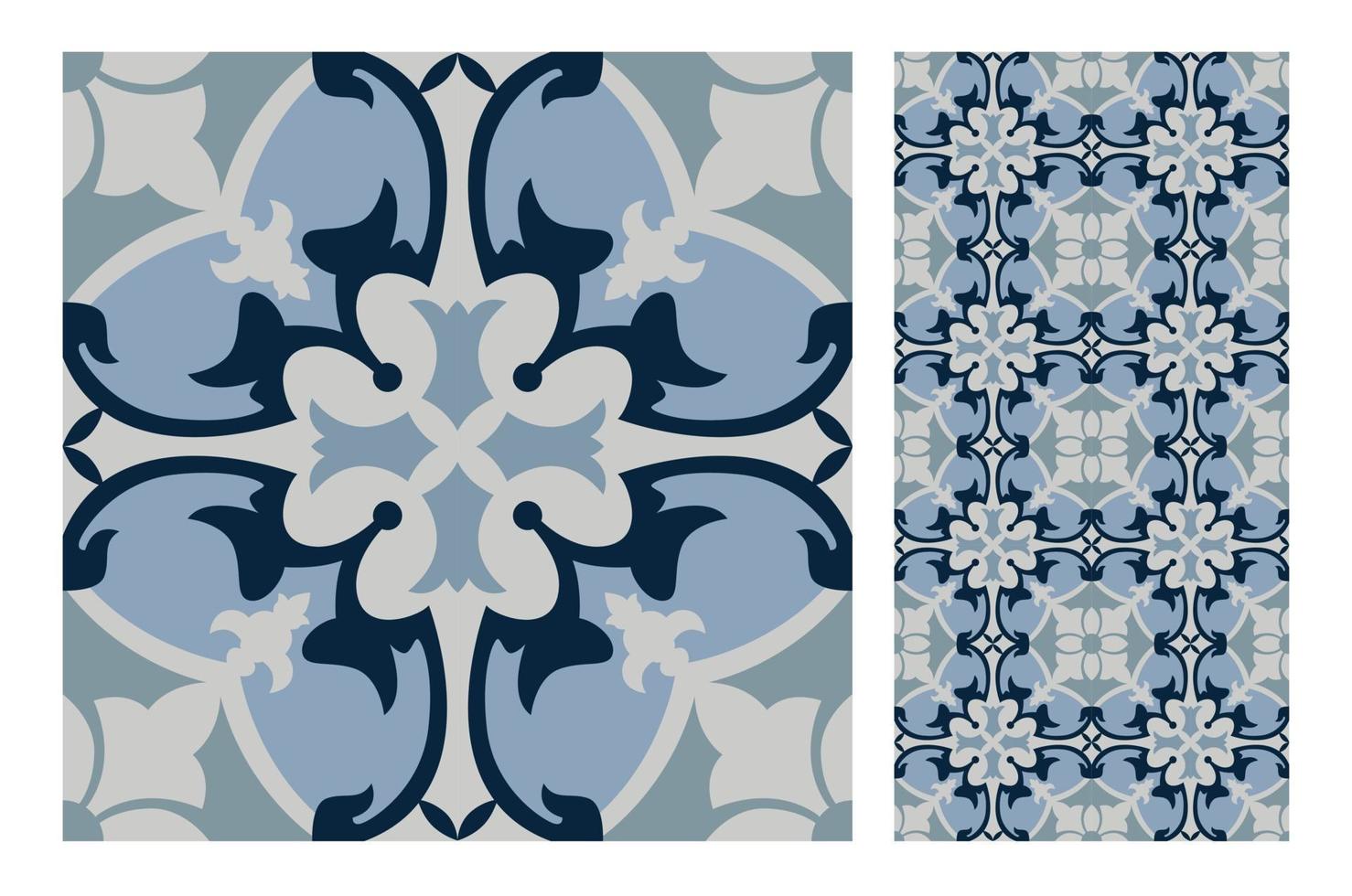 vintage tiles patterns antique seamless design vector