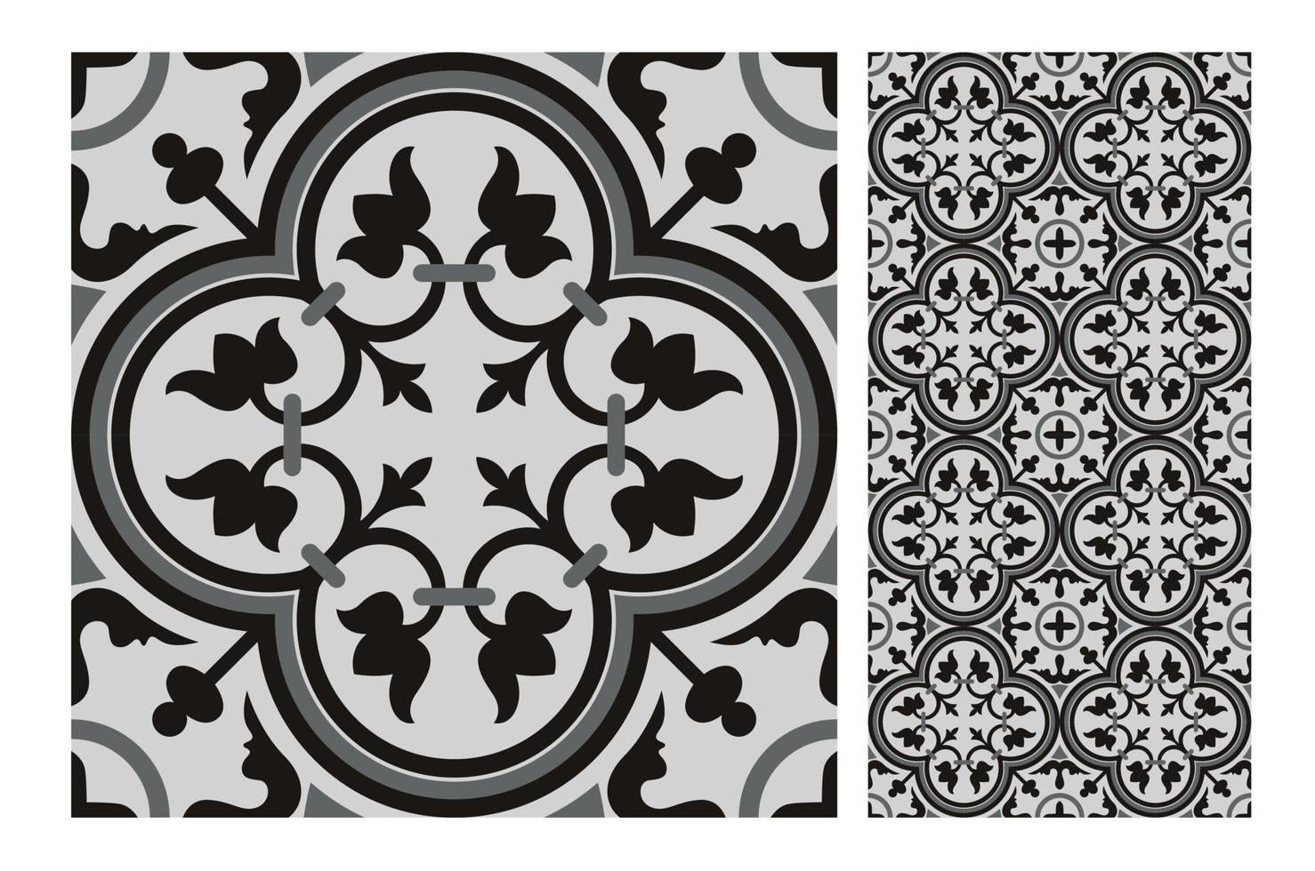 vintage tiles patterns antique seamless design vector