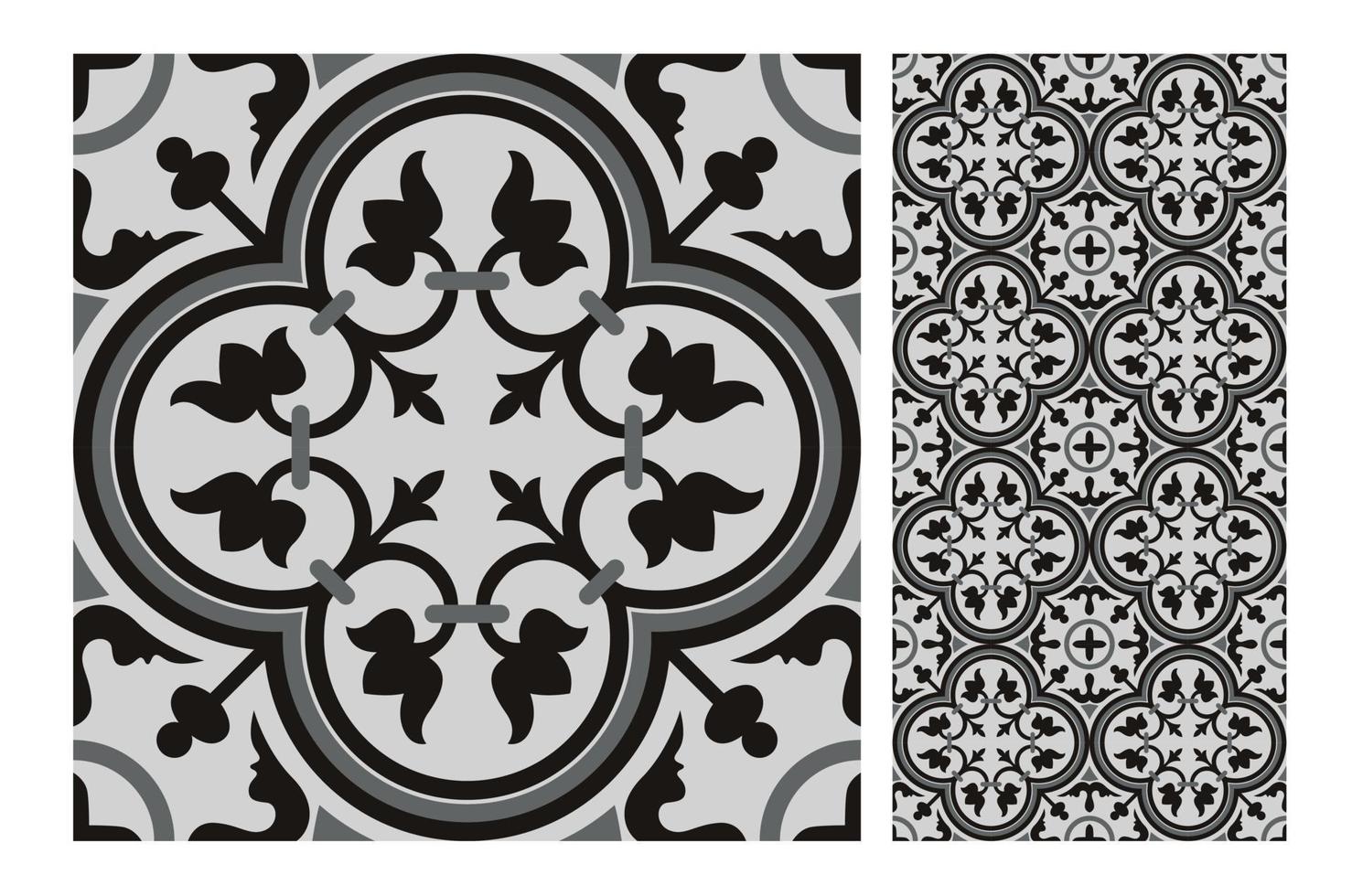 vintage tiles patterns antique seamless design vector