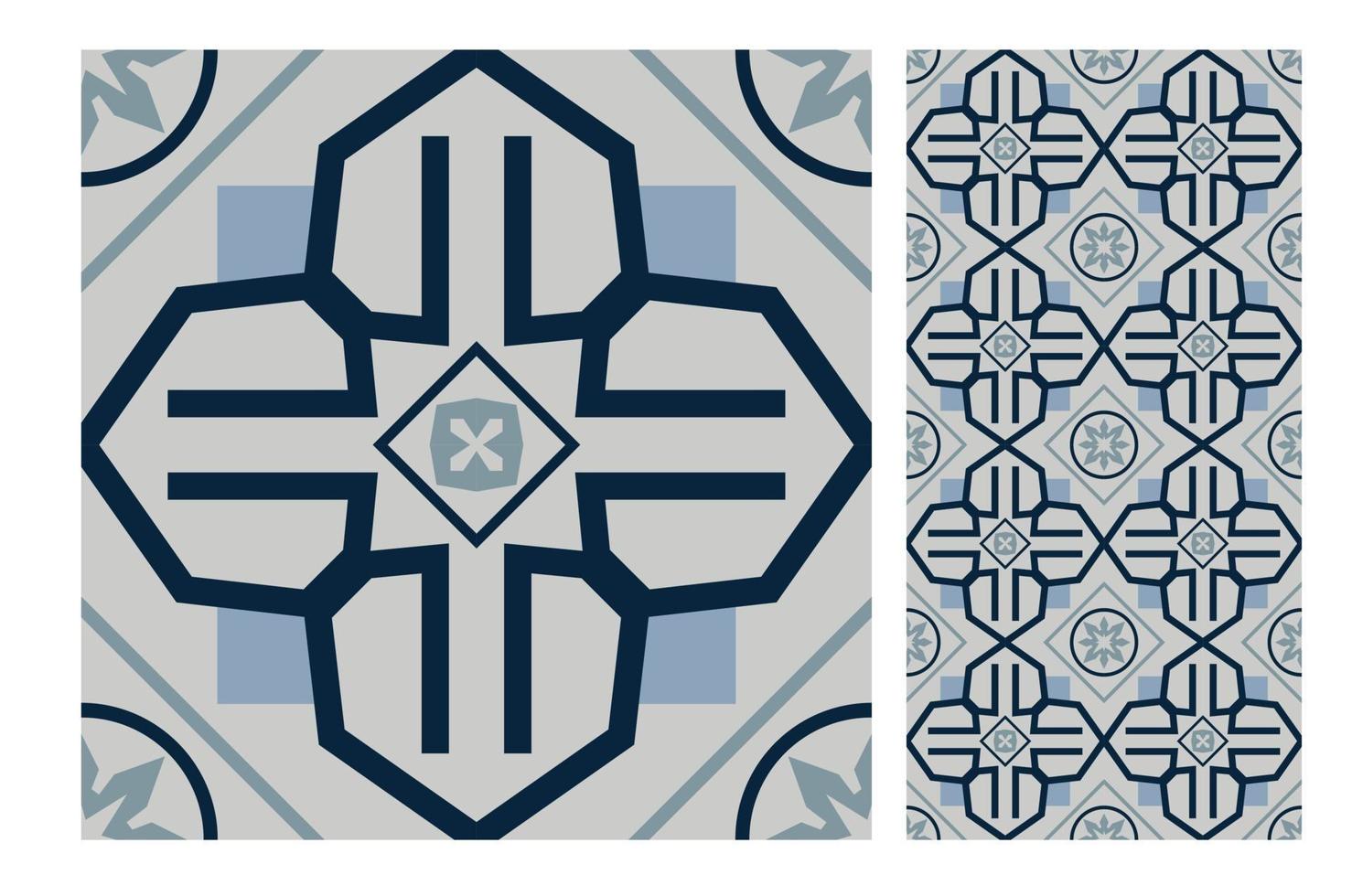 vintage tiles patterns antique seamless design vector