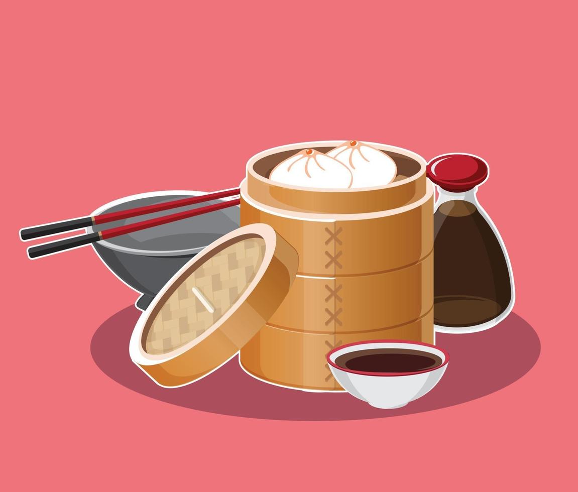 Dim sum menu Asian food vector illustration