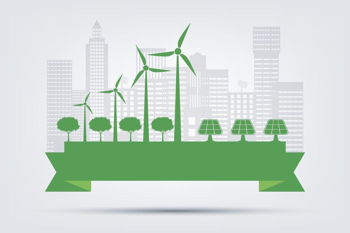 concepto de ciudad ecológica y medio ambiente con ideas ecológicas vector