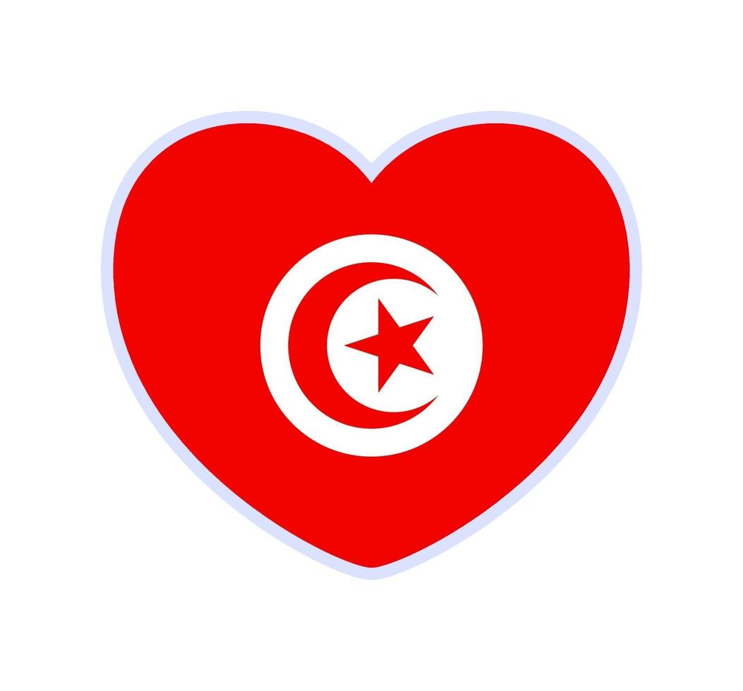 bandera de túnez en forma de corazón vector