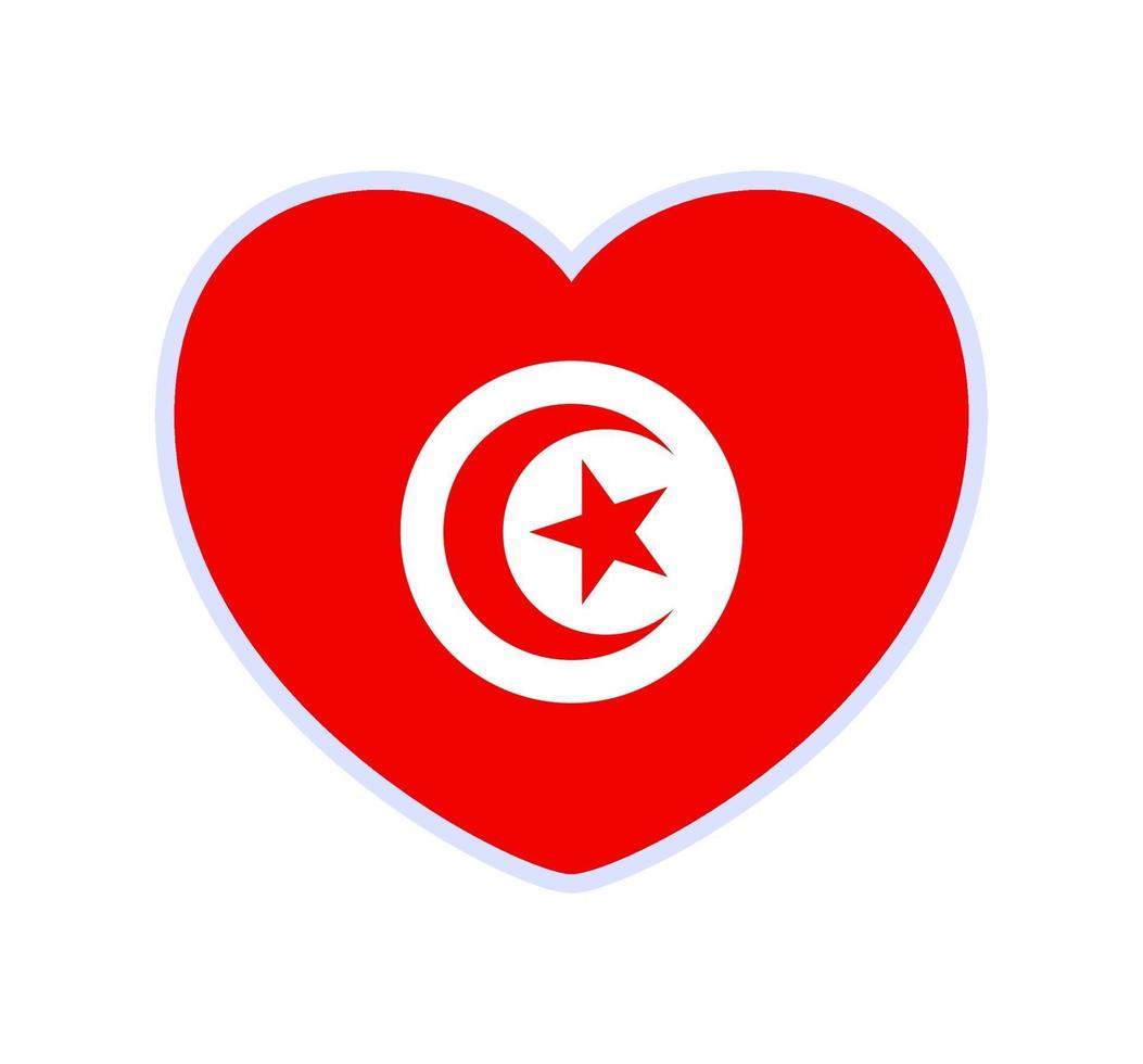 tunisia flag in a shape of heart vector