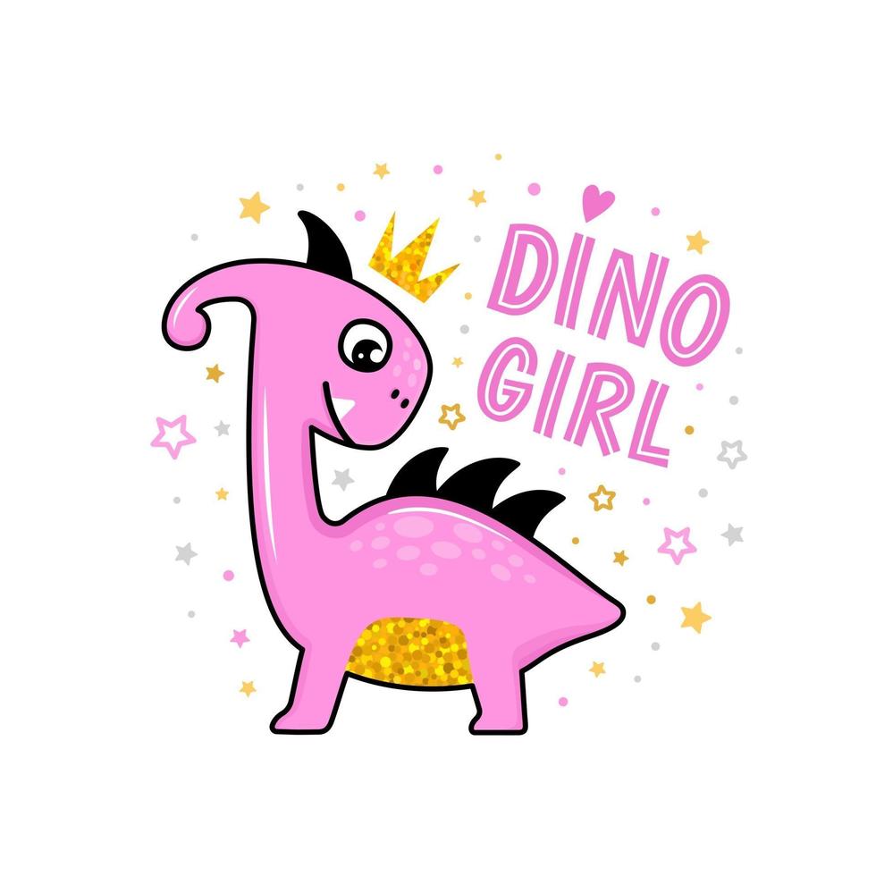 Cute dinosaur princess vector design