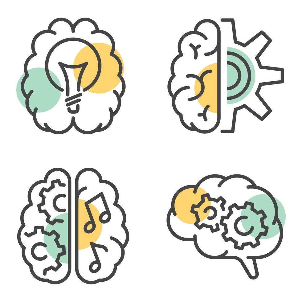 Outline brain conceptual logos vector design