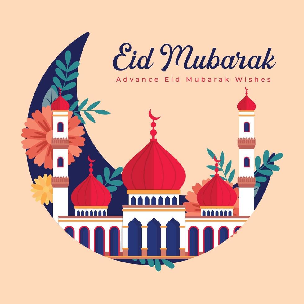 Happy Eid Mubarak greeting background template Free Vector