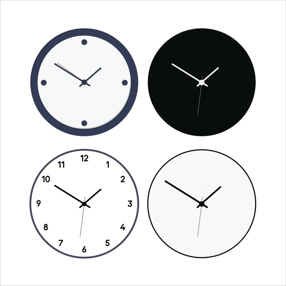 Set of wall clock icon with a flat style Vector illustration